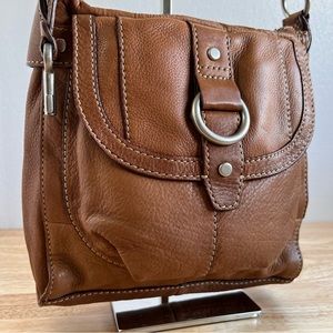 Fossil crossbody bag caramel tan leather boho